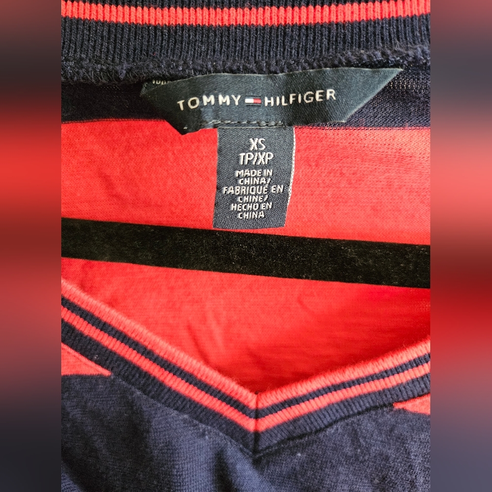 Tommy Hilfiger red and blue striped and belted cotton dress - Picture 2 of 2